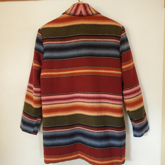 M Vintage 90's Boho Striped Blanket Jacket Blazer - Picture 6 of 11